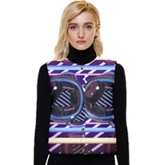 Abstract Sphere Room 3d Design Shape Circle Women s Short Button Up Puffer Vest