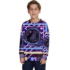 Abstract Sphere Room 3d Design Shape Circle Kids  Long Sleeve Jersey