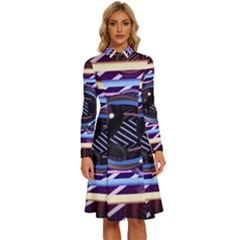 Abstract Sphere Room 3d Design Shape Circle Long Sleeve Shirt Collar A-line Dress by Mog4mog4