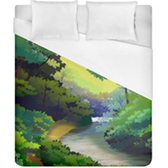 Landscape Illustration Nature Forest River Water Duvet Cover (california King Size) by Mog4mog4