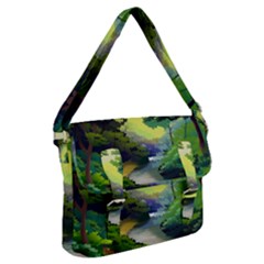 Landscape Illustration Nature Forest River Water Buckle Messenger Bag