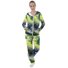 Landscape Illustration Nature Forest River Water Women s Tracksuit by Mog4mog4