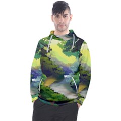 Landscape Illustration Nature Forest River Water Men s Pullover Hoodie