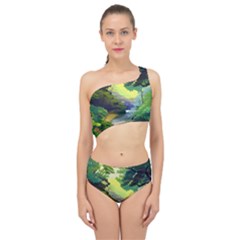 Landscape Illustration Nature Forest River Water Spliced Up Two Piece Swimsuit by Mog4mog4