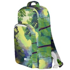 Landscape Illustration Nature Forest River Water Double Compartment Backpack by Mog4mog4