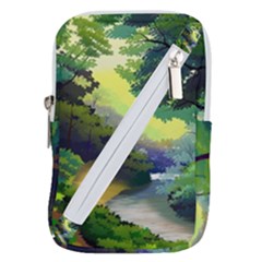 Landscape Illustration Nature Forest River Water Belt Pouch Bag (small) by Mog4mog4