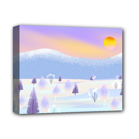 Vector Winter Landscape Sunset Evening Snow Deluxe Canvas 14  X 11  (stretched)