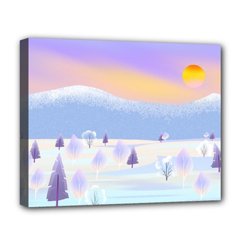 Vector Winter Landscape Sunset Evening Snow Deluxe Canvas 20  X 16  (stretched)