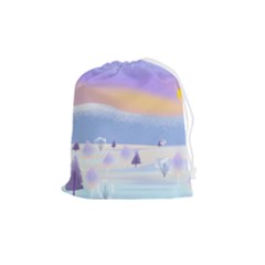 Vector Winter Landscape Sunset Evening Snow Drawstring Pouch (medium) by Mog4mog4