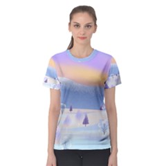 Vector Winter Landscape Sunset Evening Snow Women s Sport Mesh Tee