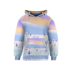 Vector Winter Landscape Sunset Evening Snow Kids  Pullover Hoodie