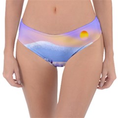 Vector Winter Landscape Sunset Evening Snow Reversible Classic Bikini Bottoms