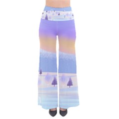 Vector Winter Landscape Sunset Evening Snow So Vintage Palazzo Pants