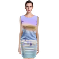 Vector Winter Landscape Sunset Evening Snow Classic Sleeveless Midi Dress