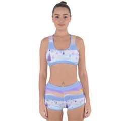 Vector Winter Landscape Sunset Evening Snow Racerback Boyleg Bikini Set