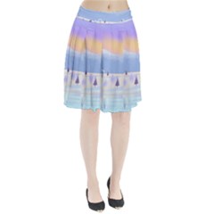 Vector Winter Landscape Sunset Evening Snow Pleated Skirt