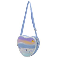 Vector Winter Landscape Sunset Evening Snow Heart Shoulder Bag