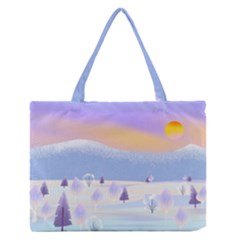 Vector Winter Landscape Sunset Evening Snow Zipper Medium Tote Bag