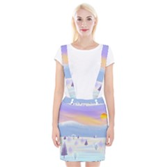 Vector Winter Landscape Sunset Evening Snow Braces Suspender Skirt