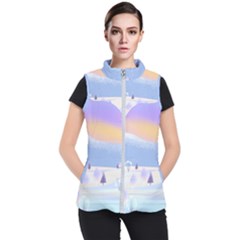 Vector Winter Landscape Sunset Evening Snow Women s Puffer Vest