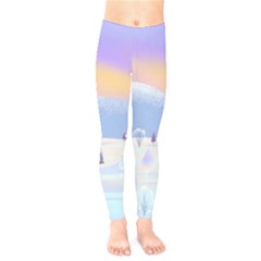 Vector Winter Landscape Sunset Evening Snow Kids  Leggings