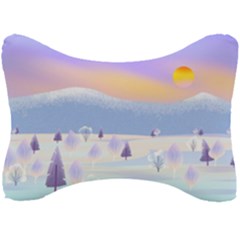 Vector Winter Landscape Sunset Evening Snow Seat Head Rest Cushion