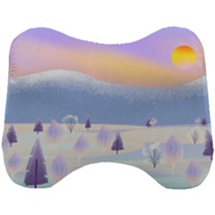 Vector Winter Landscape Sunset Evening Snow Head Support Cushion