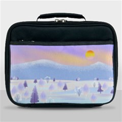 Vector Winter Landscape Sunset Evening Snow Lunch Bag