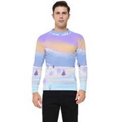 Vector Winter Landscape Sunset Evening Snow Men s Long Sleeve Rash Guard