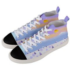 Vector Winter Landscape Sunset Evening Snow Men s Mid-top Canvas Sneakers