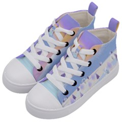 Vector Winter Landscape Sunset Evening Snow Kids  Mid-top Canvas Sneakers