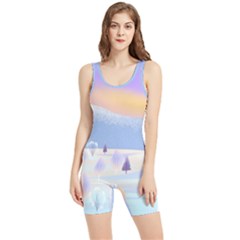 Vector Winter Landscape Sunset Evening Snow Women s Wrestling Singlet