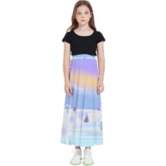 Vector Winter Landscape Sunset Evening Snow Kids  Flared Maxi Skirt by Mog4mog4