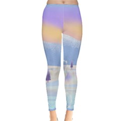 Vector Winter Landscape Sunset Evening Snow Inside Out Leggings