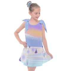 Vector Winter Landscape Sunset Evening Snow Kids  Tie Up Tunic Dress