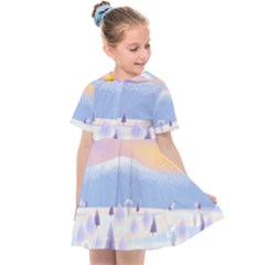 Vector Winter Landscape Sunset Evening Snow Kids  Sailor Dress