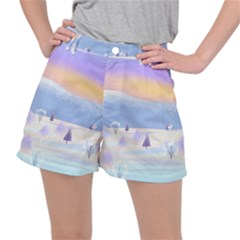 Vector Winter Landscape Sunset Evening Snow Women s Ripstop Shorts