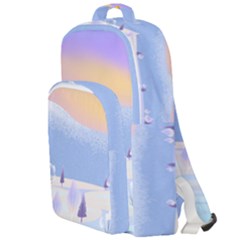 Vector Winter Landscape Sunset Evening Snow Double Compartment Backpack