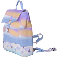 Vector Winter Landscape Sunset Evening Snow Buckle Everyday Backpack