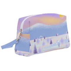 Vector Winter Landscape Sunset Evening Snow Wristlet Pouch Bag (large) by Mog4mog4