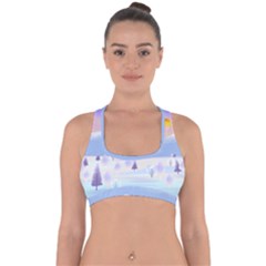 Vector Winter Landscape Sunset Evening Snow Cross Back Hipster Bikini Top 