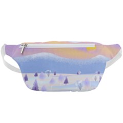 Vector Winter Landscape Sunset Evening Snow Waist Bag 