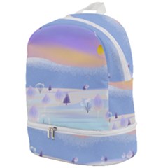 Vector Winter Landscape Sunset Evening Snow Zip Bottom Backpack