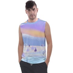 Vector Winter Landscape Sunset Evening Snow Men s Regular Tank Top by Mog4mog4