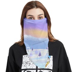 Vector Winter Landscape Sunset Evening Snow Face Covering Bandana (triangle)