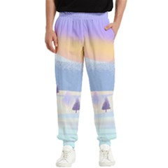 Vector Winter Landscape Sunset Evening Snow Men s Elastic Waist Pants