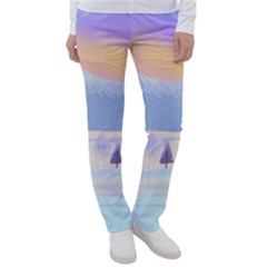 Vector Winter Landscape Sunset Evening Snow Women s Casual Pants