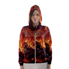 Nature Wallpaper Vulcanic Landscape Women s Hooded Windbreaker