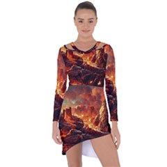 Nature Wallpaper Vulcanic Landscape Asymmetric Cut-out Shift Dress by Mog4mog4