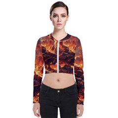 Nature Wallpaper Vulcanic Landscape Long Sleeve Zip Up Bomber Jacket by Mog4mog4